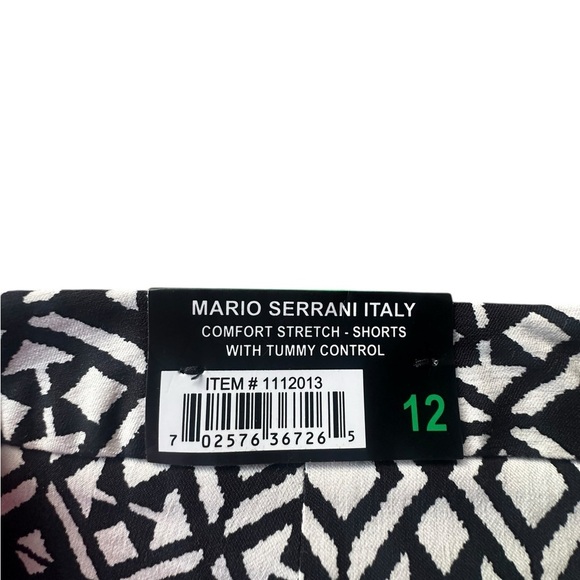 Mario Serrani Italy Abstract Print Black White Bermuda Shorts Size 12 NWT - Picture 5 of 5